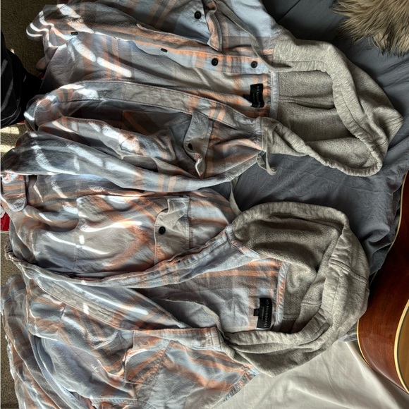 SET OF 2 Couples No Boundaries Oversized Fit Hoodies Plaid Blue/orange XS & 3XL - Picture 2 of 12